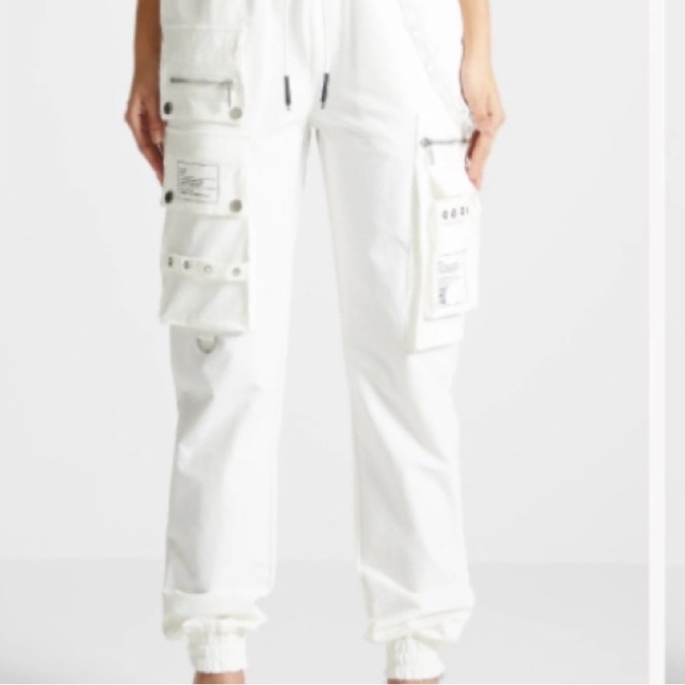 Maniere De Voir White Cargo Joggers